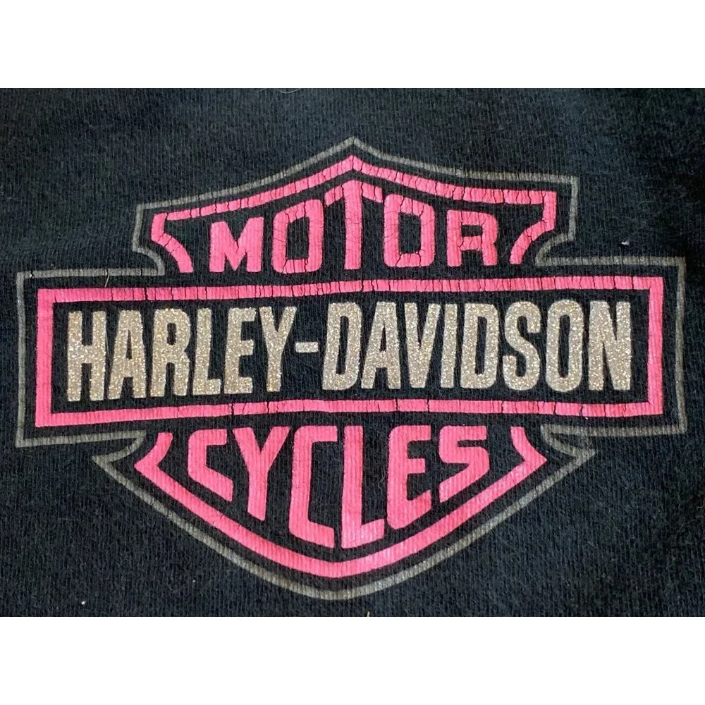 Harley Davidson Baby Feeding Bib Black Pink Glittery Silver One Size